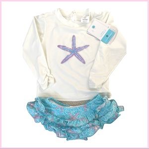 NWT Ruffled Rashguard Suit Snapper Rock 18-24 MO